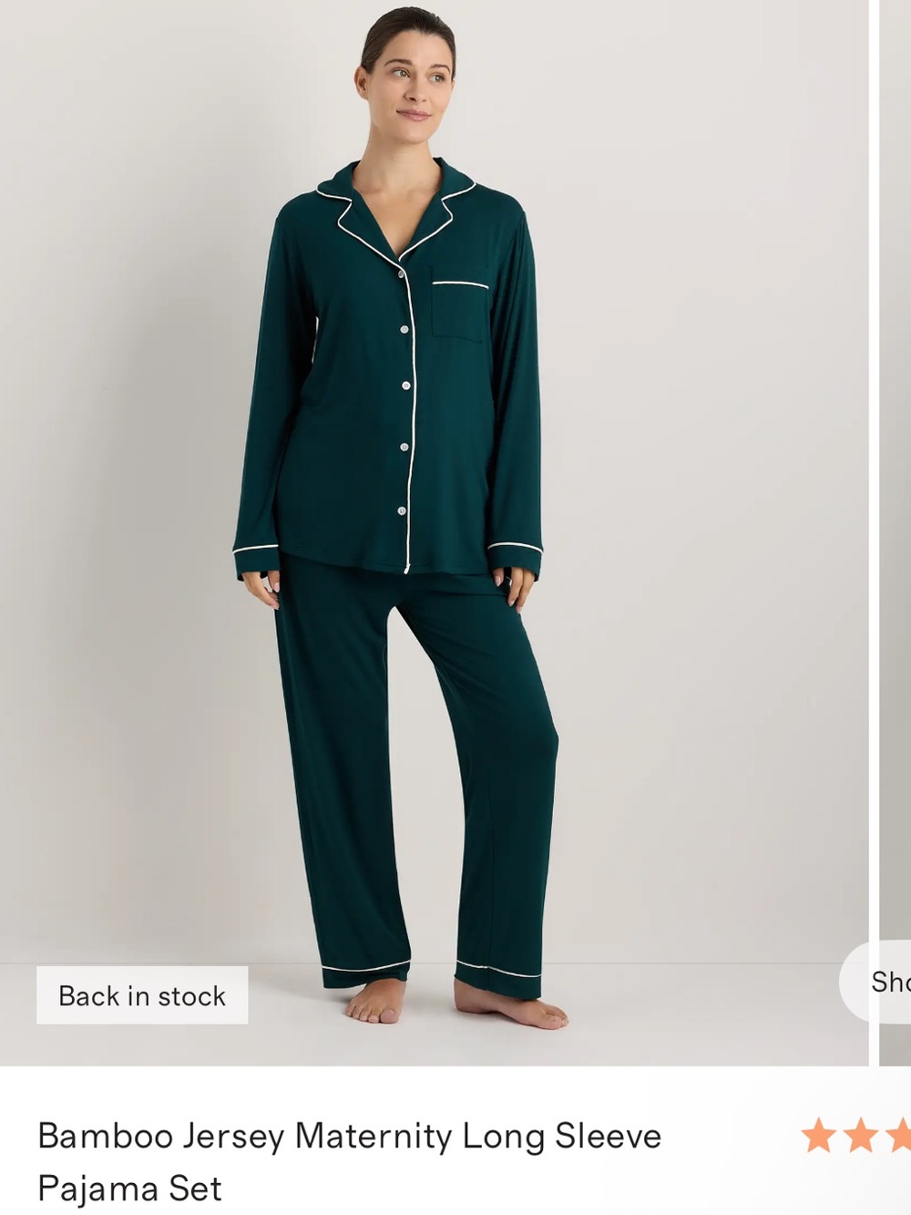 Quince Bamboo Jersey Maternity Long Sleeve Pajama Set - Nocturnal Green